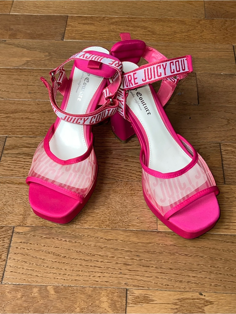 Juicy Couture Pink Logo Strap Heeled Sandals Size 11